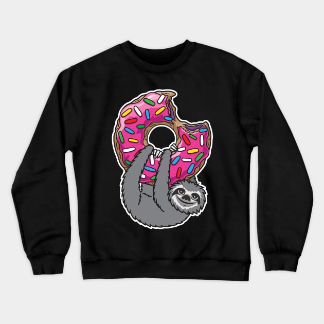 Sloth loves donut Crewneck Sweatshirt by Plushism